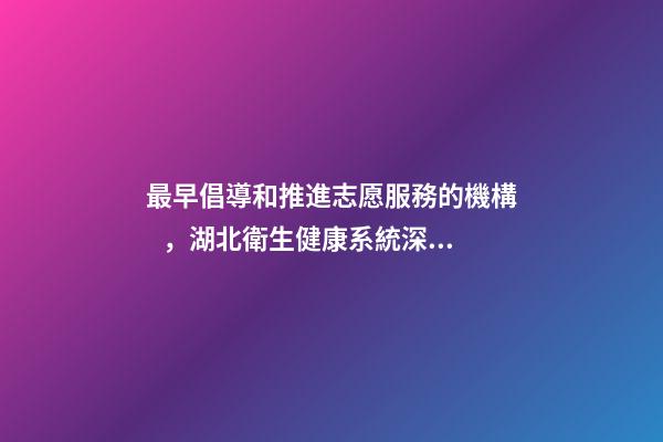最早倡導和推進志愿服務的機構，湖北衛生健康系統深入開展志愿服務活動-第1張-觀點-玄機派